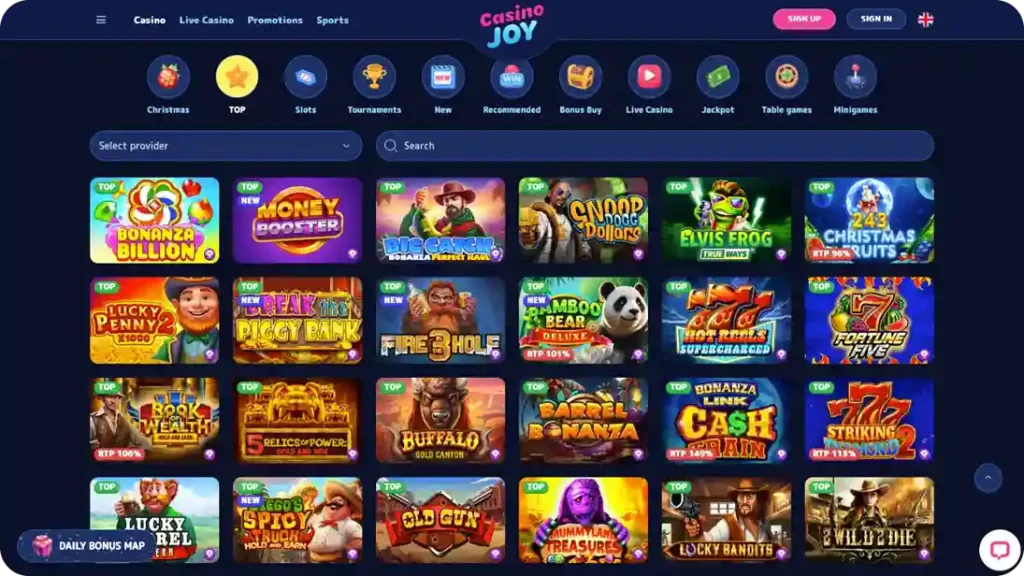 Casino Joy bonus code game