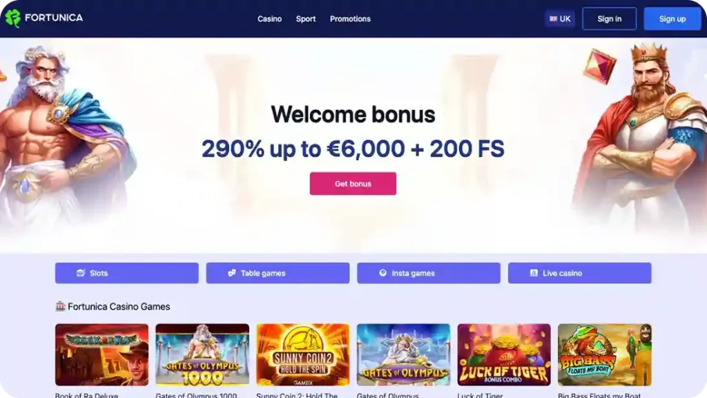 Fortunica casino Main Page